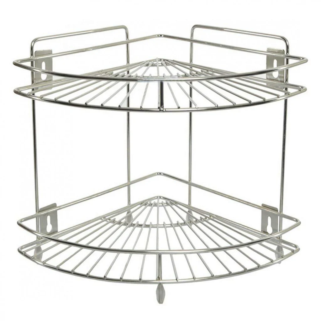 corner-rack2-e1652881165762_1024x1024 Corner Shape Stand Stainless Steel Multipurpose Storage Rack - Kitchen - Stainless Steel Spice Organizer | Corner Rack Small - (Corner 2 Step) - Image 1