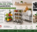 Modern kitchen featuring stainless steel spice rack, dish drying rack, fruit basket and kitchen organizers for smart storage solutions.