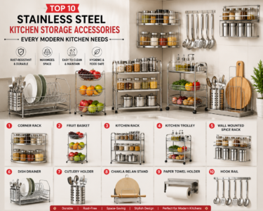 Top stainless steel kitchen storage accessories for organized kitchen spaces